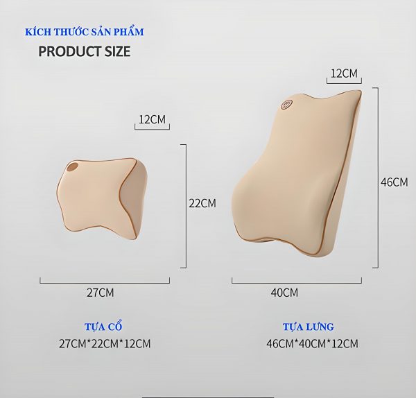 Bộ 01 Gối Tựa Đầu Và Tựa Lưng Cao Su Non Cao Cấp