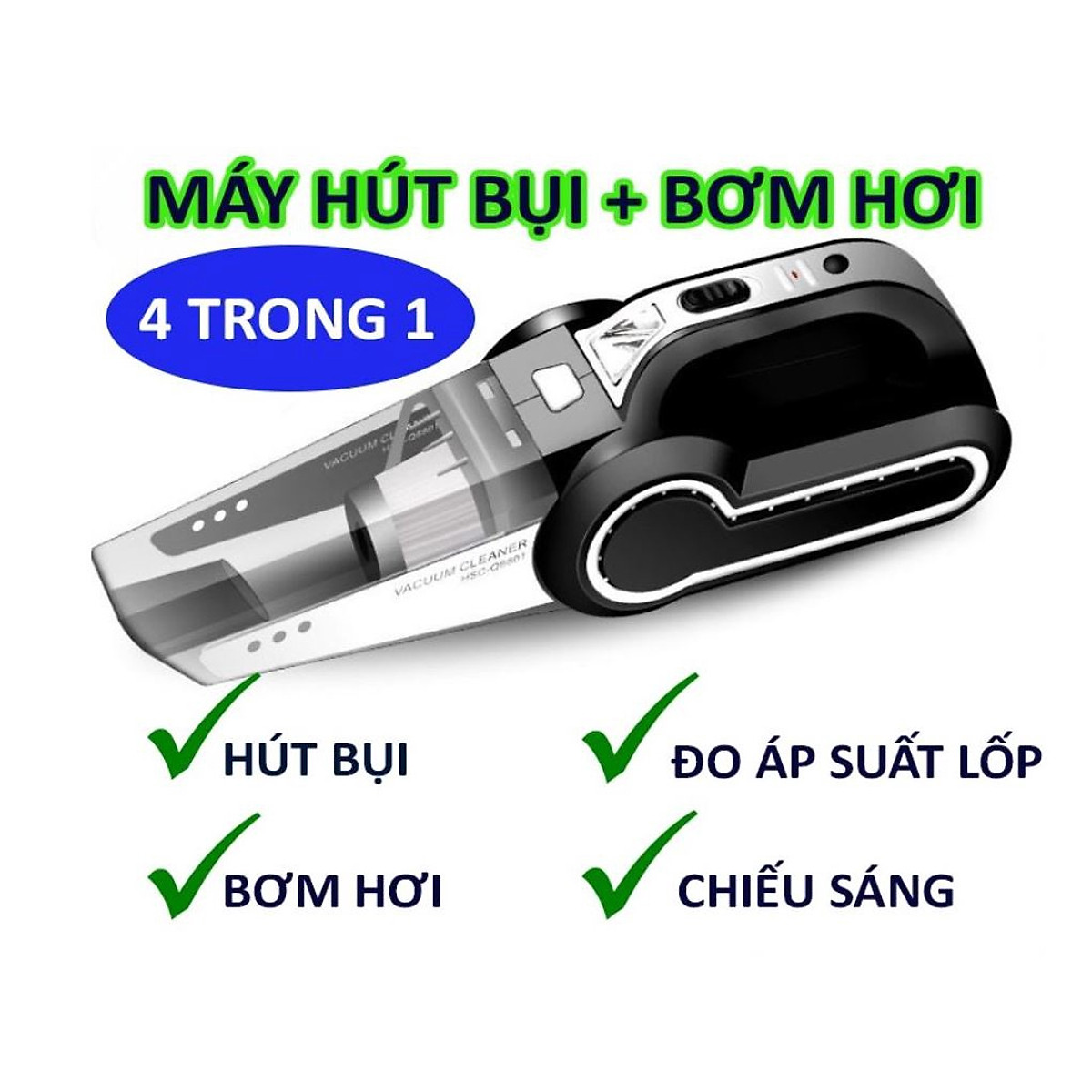 Máy hút bụi ô tô đang năng cầm tay có bơm lốp