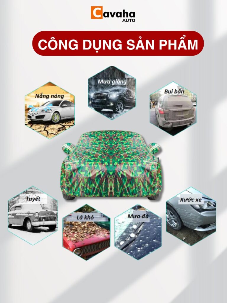 Bạt Phủ Ô Tô Rằn Ri Vải Dù Cao Cấp - Cavaha Auto