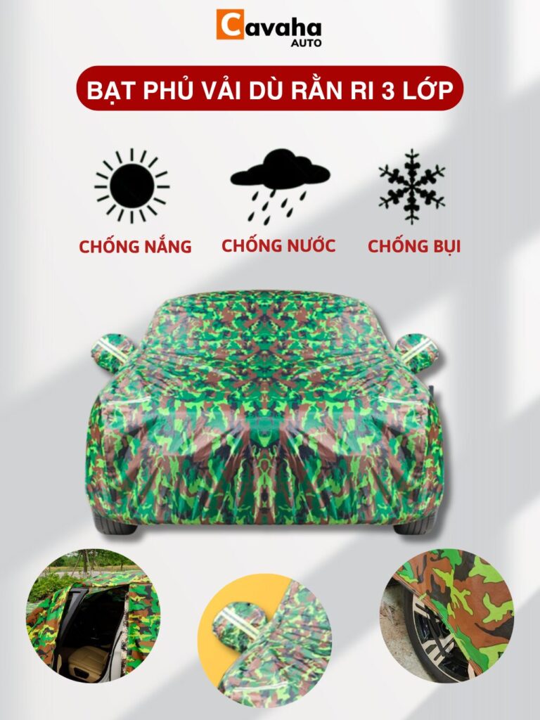 Bạt Phủ Ô Tô Rằn Ri Vải Dù Cao Cấp - Cavaha Auto
