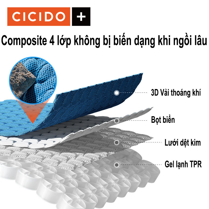 Đệm ngồi ô tô thoáng khí thương hiệu cao cấp Cicido thoáng mát mùa hè