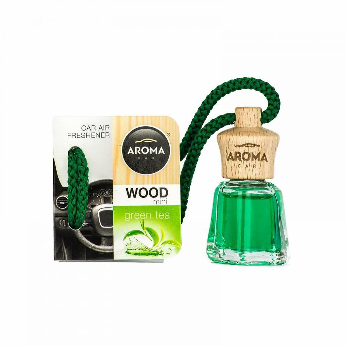 Tinh dầu treo xe ô tô Aroma Car Wood - Green Tea - Pháp