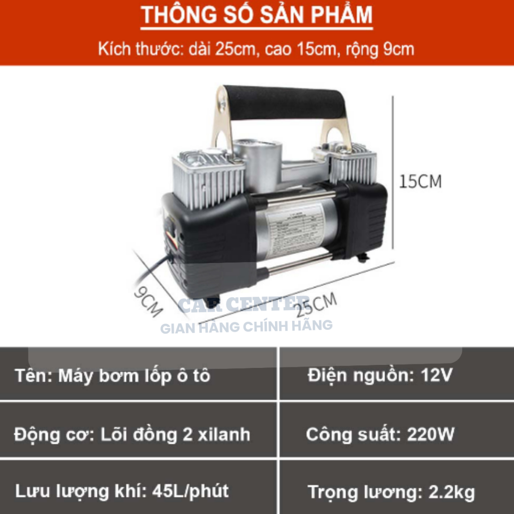 Bơm Lốp ô tô 2 xi lanh