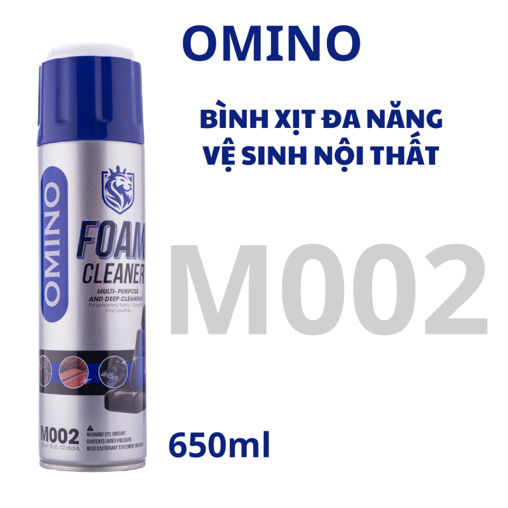 Combo Tiện Lợi Omino Xịt Tẩy Đa Năng Dạng Bọt M002 650ml & Xịt Dưỡng Bóng Nội Thất Cafe M96 500ml - Chính Hãng Omino VN