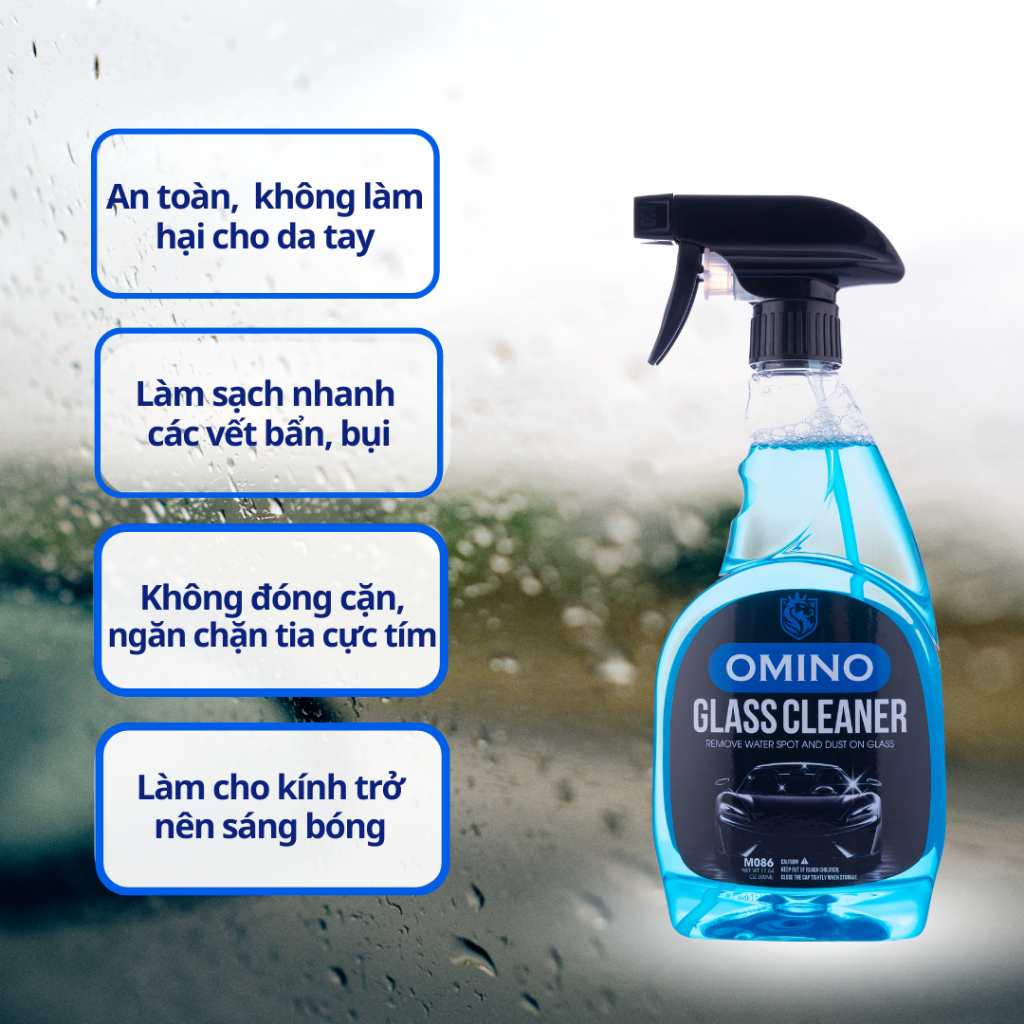 Combo Bóng Bẩy Omino Nước Rửa Kính M86 500ml & Xịt Bóng Lốp M10 500ml - Chính Hãng Omino Vietnam